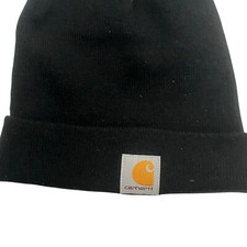 Carhartt Beanie Hat Cap Youth Kids Unisex One Size Black Knit Cuffed Logo