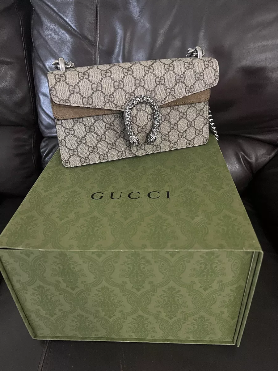 Gucci GG Mini Bag with Charm Beige/Ebony in GG Supreme Canvas with