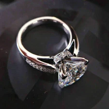 3.Ct Round Diamond Engagement Ring 14k White Gold for Women Simulated Size 7.5