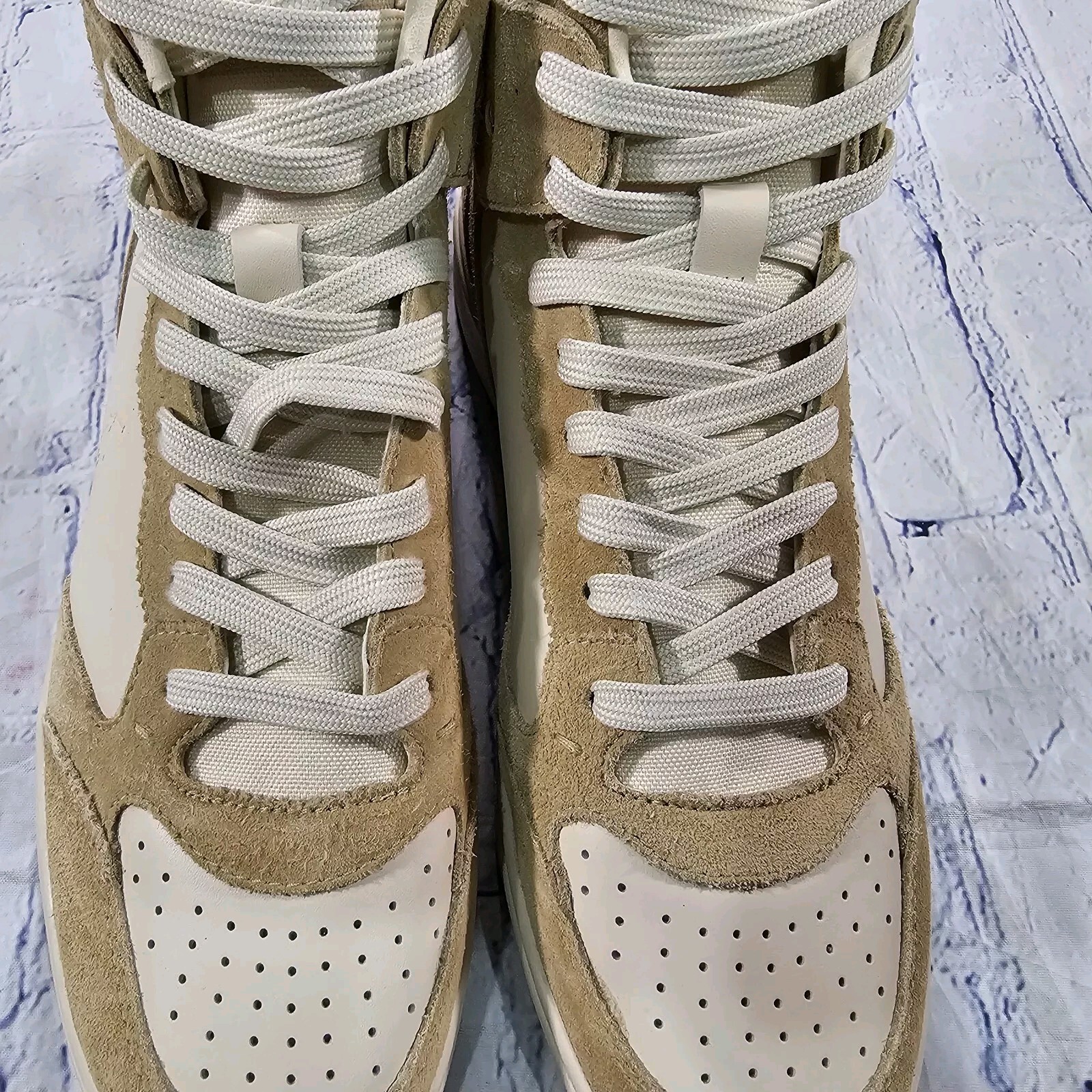 PONY Polo Ralph Lauren Uomo TG 10 5 Sneakers alte corte beige scamosciate pelle di mucca