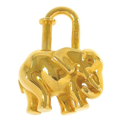 Auth HERMES Elephant Motif Cadena Lock Bag Charm Gold Accessory with box F/J - Picture 3 of 19