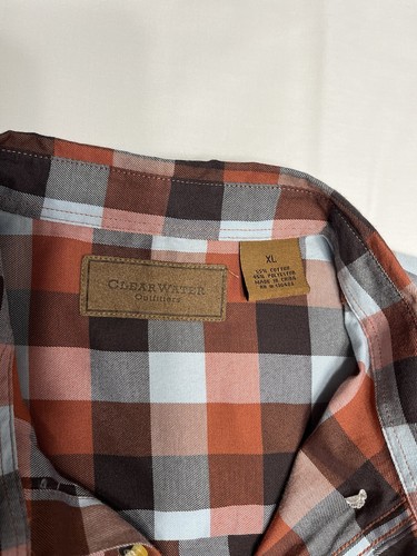 CLEAR WATER Outfitters Mens X Large Button Up Shirt Casual Long Sleeve Plaid - Picture 5 of 14