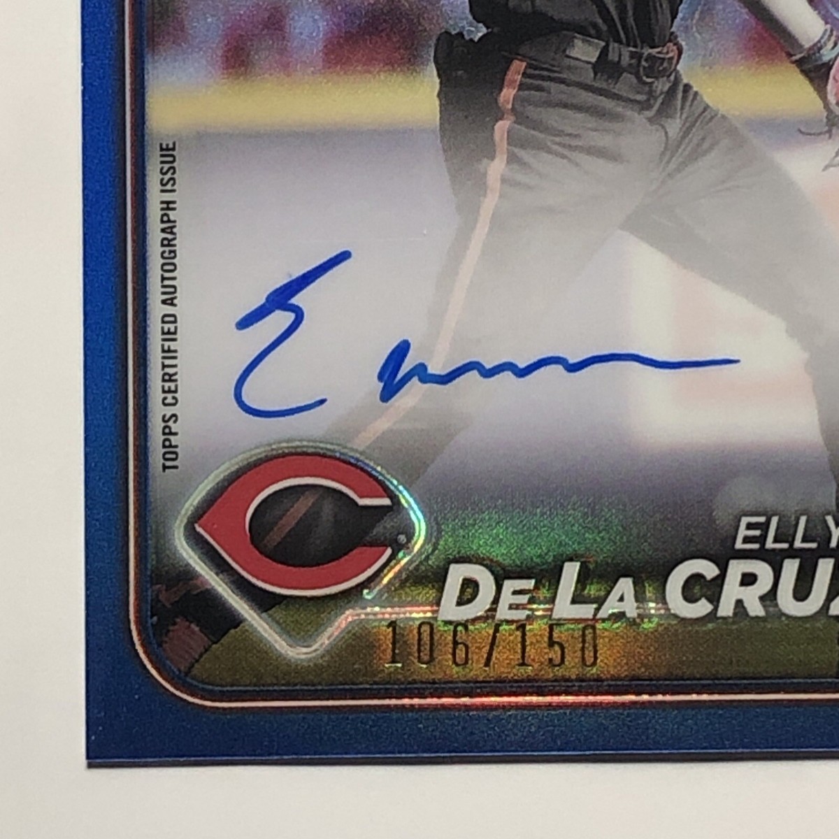 ELLY DE LA CRUZ RC ON CARD AUTO BLUE REFRACTOR /150🔥2024