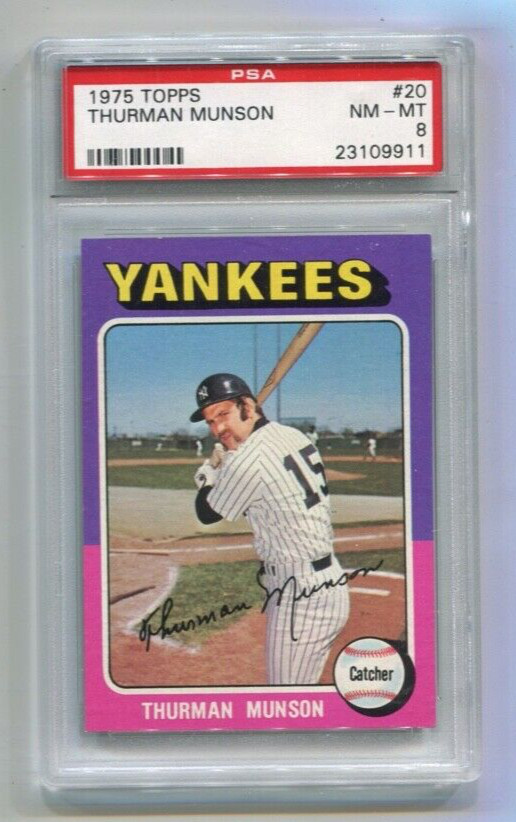1975 Topps - THURMAN MUNSON - Card #20 - NEW YORK YANKEES  PSA 8