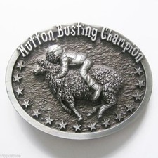 Original Mutton Busting Champion Cowboy Western Metal Belt Buckle