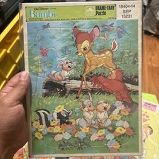 Vintage Golden Frame Tray Puzzle - Walt Disney's Bambi Made in USA 