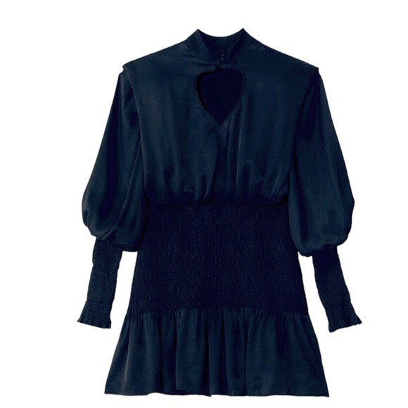 farm rio black heart shaped neckline mini dress FARM Rio Heart Shaped Neckline Mini Dress in Black