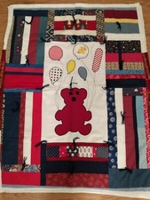 Adorable Handmade Teddy Bear Balloons Baby Quilt Crib Blanket 39" x 30"