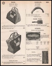 Bolsas de bolos 1948 llevan todo modelo Keystone maleta asa nombre etiquetas anuncio impreso
