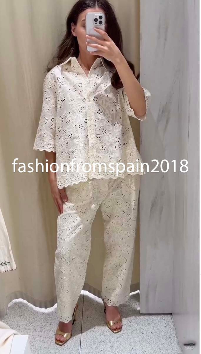 ZARA NEW WOMAN ZW COLLECTION EYELET EMBROIDERY SHIRT ECRU XS-XL