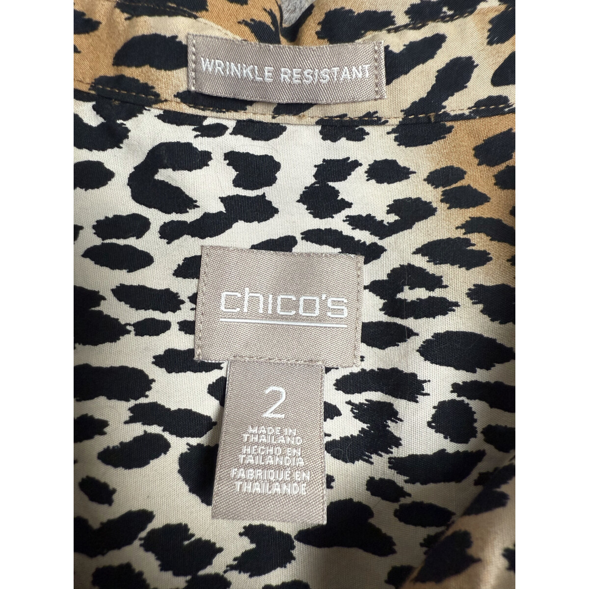 Chico's Leopard Print Collared Pullover Wrinkle R… - image 3