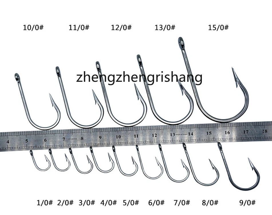 Gancho de pesca de acero inoxidable fuerte de 40 piezas de agua salada cebo vivo gancho para peces 1/0-16/0 Foto 4 de 4