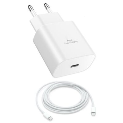 Schnellladegerät Netzteil für Samsung / Google / Huawei 25W Weiß + Ladekabel 1m