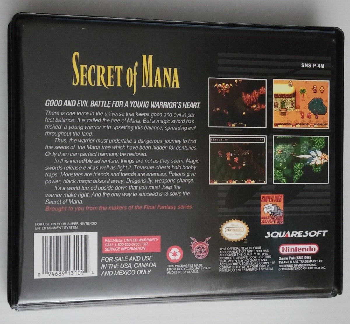 Secret of Mana Game CASE ONLY Highest Quality Box SNES Super