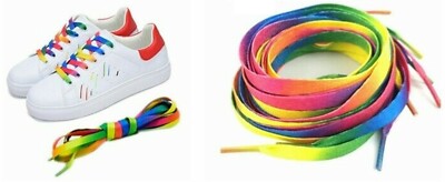 Rainbow Shoe Laces Flat Boot Laces Funky Football Skate Trainer Schnürsenkel Schnürsenkel