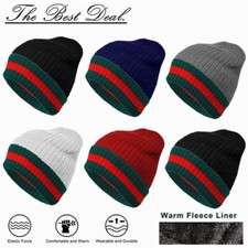 Winter Beanie Thermal Fur Lined Knit Warm Skull Cuff Slouchy Snow Ski Cap Hat