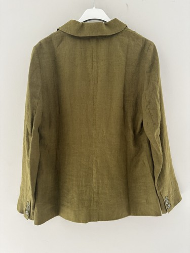 Anthropologie Olive Green Linen Smart Classic Blazer Jacket 10 BNWT RRP £120 - Picture 3 of 10