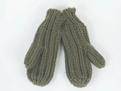 PIECES Damen Handschuhe S grün Fäustlinge Grobstrick - Bild 1 von 4