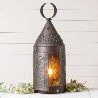 36-inch Tinner's Lantern with Chisel in Kettle Black Tin