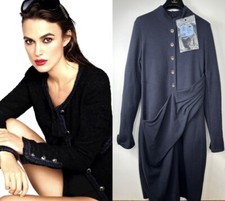 Chanel Vintage 2012 Blue Bombay Long Jacket Dress 38 40 42 8 10 Logo Buttons M L