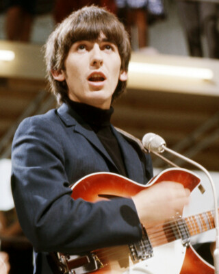 George Harrison 16x20 Canvas Giclee The Beatles Iconic with Guitar