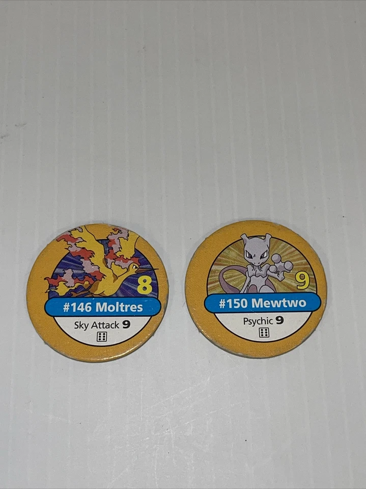 Pokemon Master Trainer 1999 juego de mesa 2 fichas de repuesto amarillas pieza Pog solamente Foto 2 de 2
