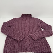 L.L.BEAN Sweater Women s SIZE L Cable Knit Cotton Sweater