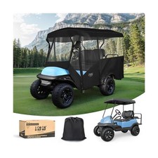 Enclosure Universal Rain Cover, Portable  Drivable 4-Sided Black Golf Cart C...