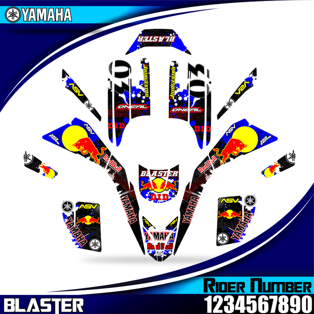 Yamaha BLASTER BLACK Airbrush Look Quad ATV Stickers 16pc Decal