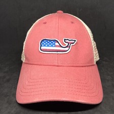 Vineyard Vines American Flag Whale Logo Patch Trucker Adjustable Cap Hat Snapbck