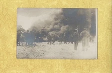X Germany 1908-49 RPPC vintage real photo postcard SOLDIERS FIRE EXPLOSION ?