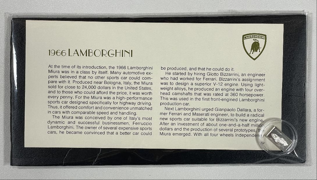 LAMBORGHINI 1966 SEALED NICKEL BAR Q5415