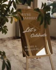 Gold Mirror Acrylic Wedding Welcome Sign - Wedding Reception Sign- Wedding Decor