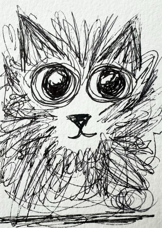 Original ACEO Painting Cat Miniature Art Card By Carole Collins M12