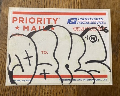 Dr. Dax Daks MSK signierter handgezeichneter USPS Aufkleber Urban Graffiti ..