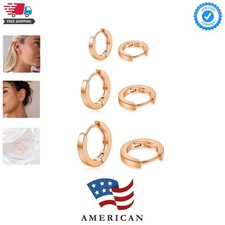3 Pairs Small Hoop Earrings Set for Women, 14K Gold Plated Huggie Hoop Earrin...