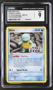 CGC 9 Ditto [Squirtle] 2005 EX Delta Species 64/113 Games Expo 2007 Pokemon Card