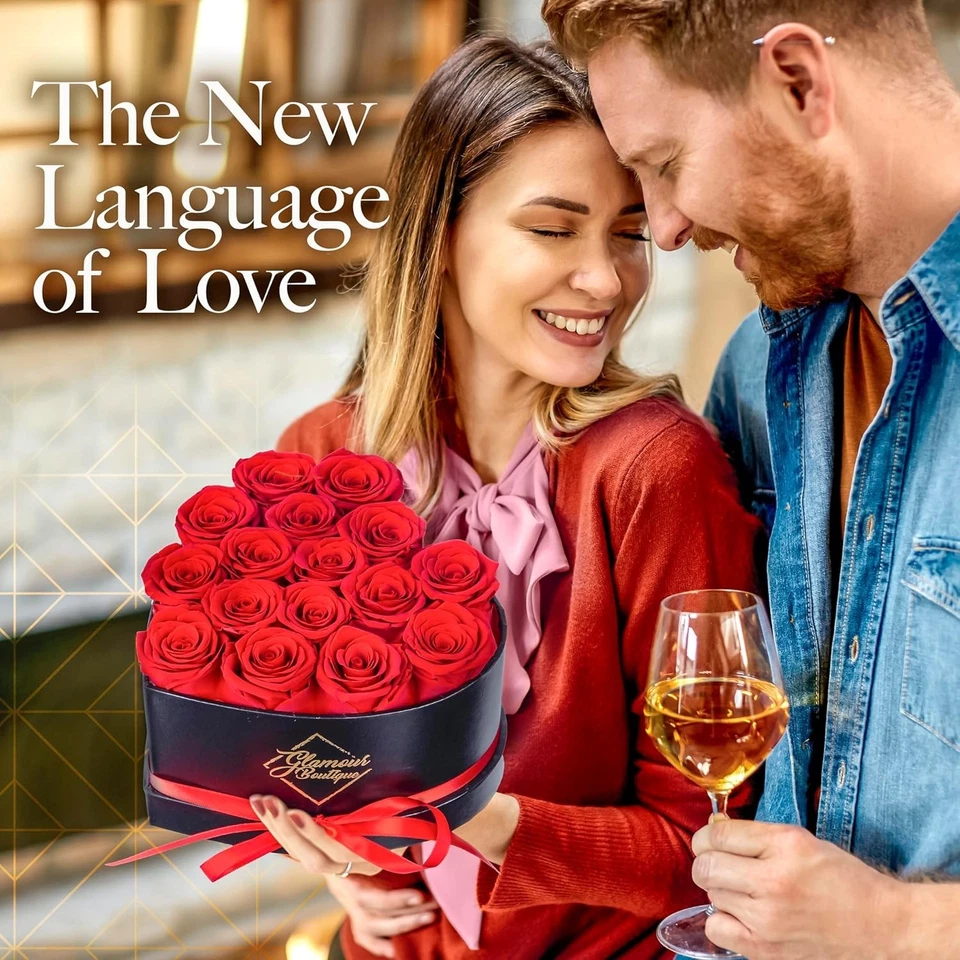 16 Preserved Roses in Elegant Heart Box - Timeless Gift for Romantic Moments - Image 3 of 4