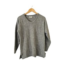 Vintage 80s V-Neck Sweater Textured Hearts Spunky Pullover USA Medium Gray