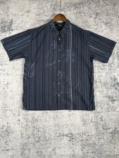 Quiksilver Shirt Mens Extra Large Blue Stripped Short Sleeve Y2K Retro Surf