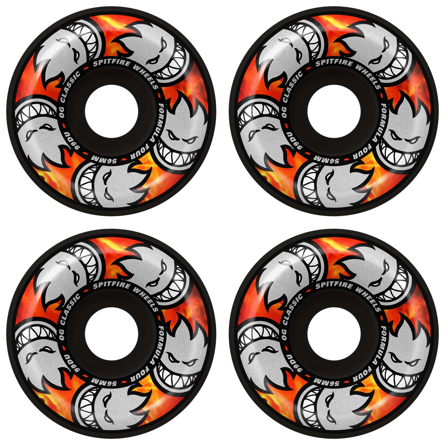 Spitfire Skateboard Wheels 56mm F4 99A Multiball OG Classic Black