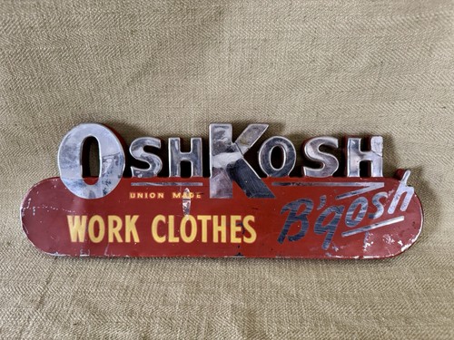 Vintage 1950’s Osh Kosh B’Gosh Store Display Sign, Overalls, Workwear