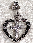 Sterling Silver Heart/Cross Pendant & Earring Set — photo 8