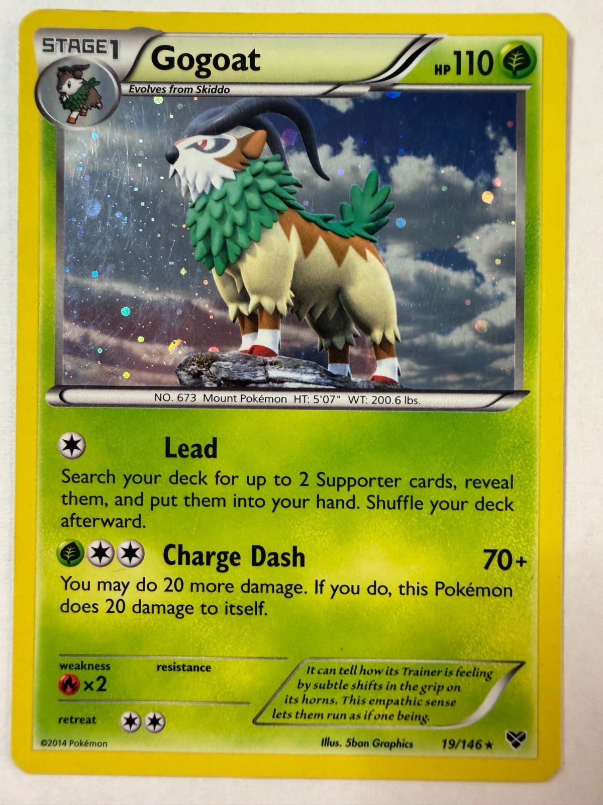 Pokemon TCG Gogoat 19/146 XY Base Set Rare COSMOS HOLO Near Mint NM Card