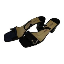 Louis Vuitton Square Toe Leather Mules Sandals Black US 8 EU 38
