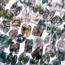 250 gms lot Handmade Moss Agate Cabochon Pairs Natural Loose Gemstone Crystals