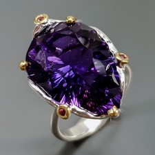 Jewelry 22 ct AAAcolor Natural Amethyst Ring 925 Sterling Silver Size 8 /R429974