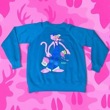 Vintage 1996 Pink Panther Sweatshirt Teal Made In USA Large