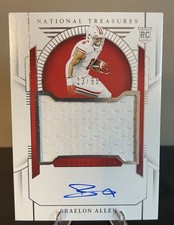 National Treasures Collegiate Braelon Allen Rookie Auto /99 card Wisconsin; Jets