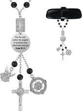 Car Rosary for Rearview Mirror Cross Car Charm Rosary for Mirror Hanging Psalm 9